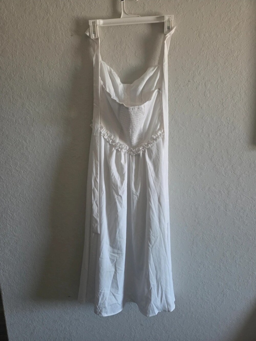 White Ruffle-Trim Button Front Maxi Dress - Picture 3 of 6